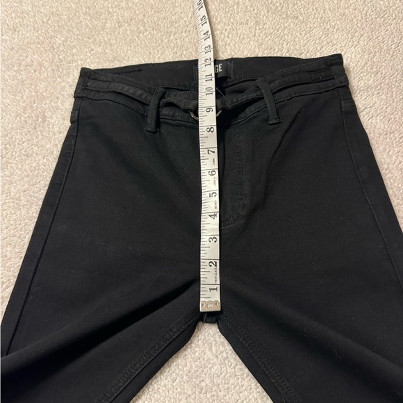 PAIGE Black Shadow Clean Front Genevieve Wide Leg Flare Jeans Buckle Detail - Picture 9 of 16